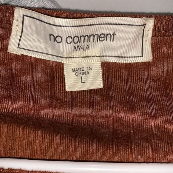 Cutout Front Ribbed Long Sleeve Top Brown No Comment L Polyester/Spandex Womens - Picture 3 of 8